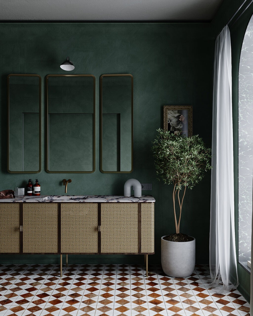 forest green bathroom Interior Design Ideas