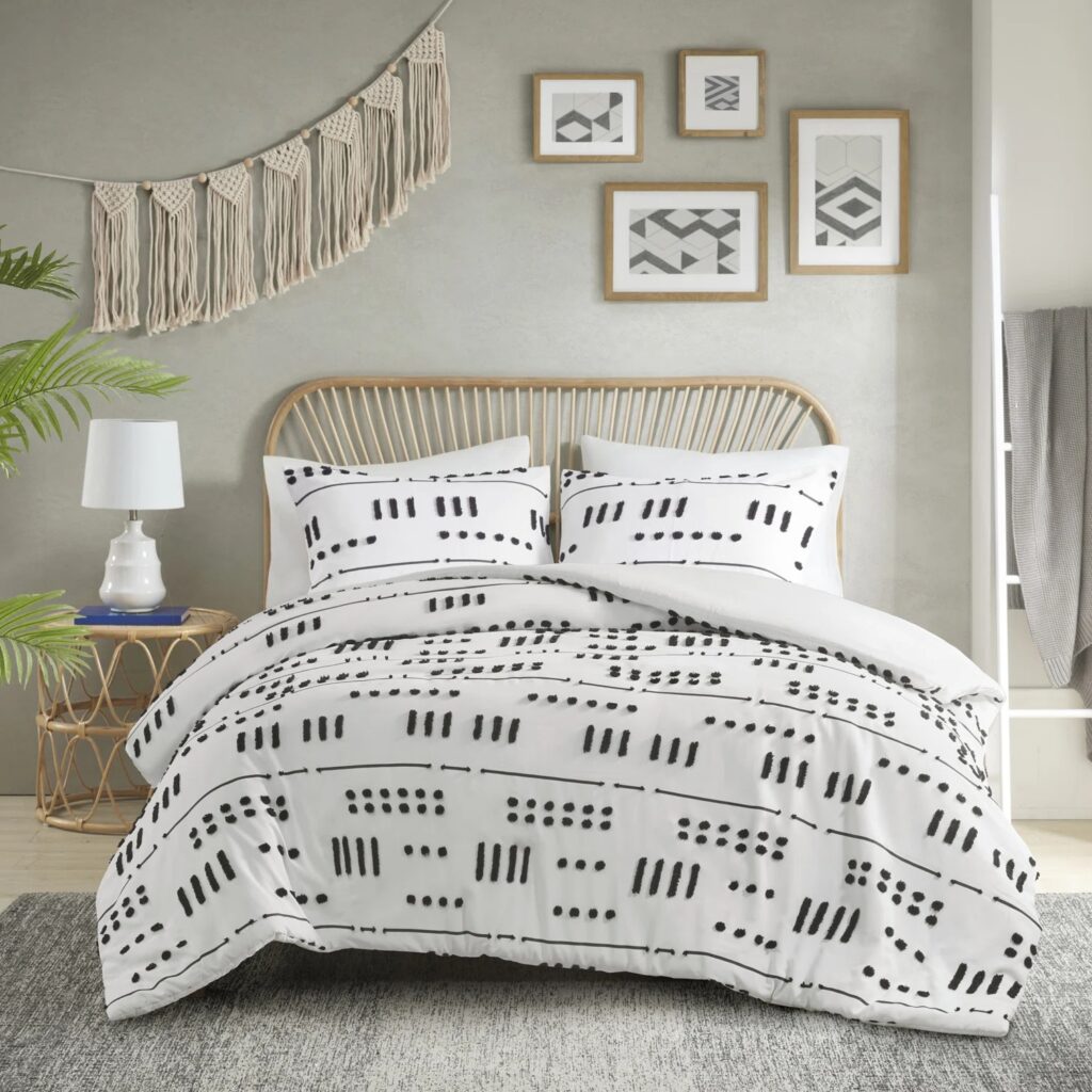 black and white duvet covers with tufted pattern bohemian decor