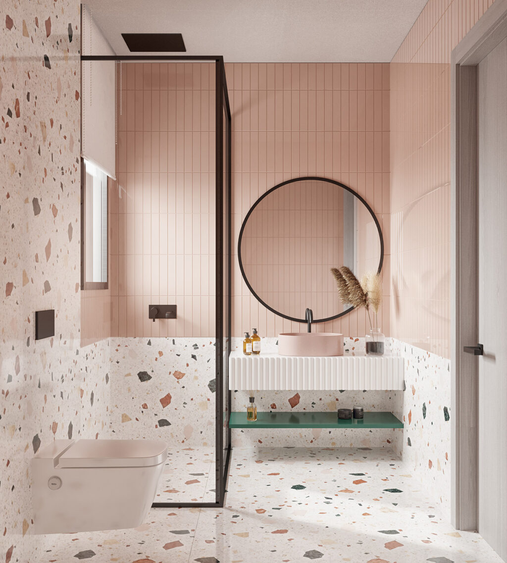 blush pink bathroom Interior Design Ideas