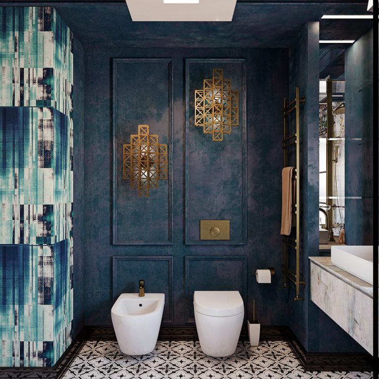 dark blue bathroom decor Interior Design Ideas
