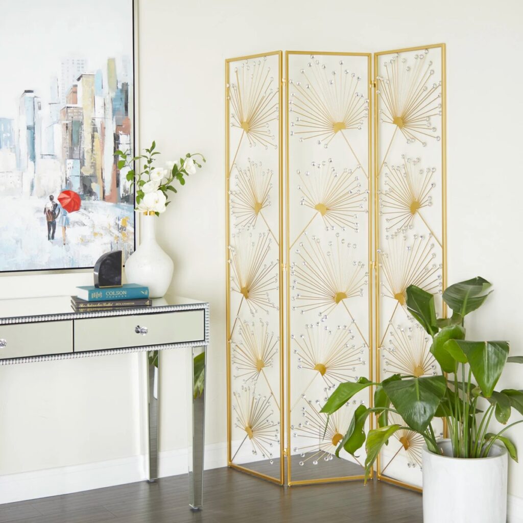 gold Accordion Room Divider Interior Design Ideas