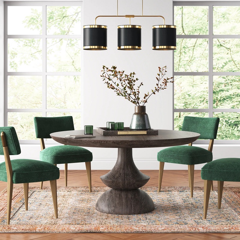 artistic sculptural kitchen round table with turned base beautiful decor inspiration for eat in open concept kitchen and dining room combination extra large solid wood tables