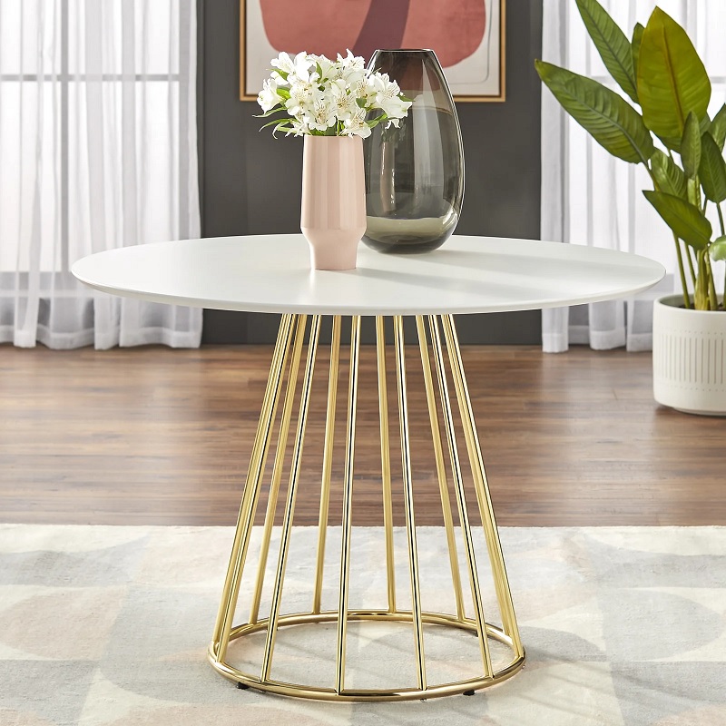 beautiful gold and white round kitchen table for sale online high quality gold finished pedestal base wire construction lightweight tables for eat in kitchen white tabletop
