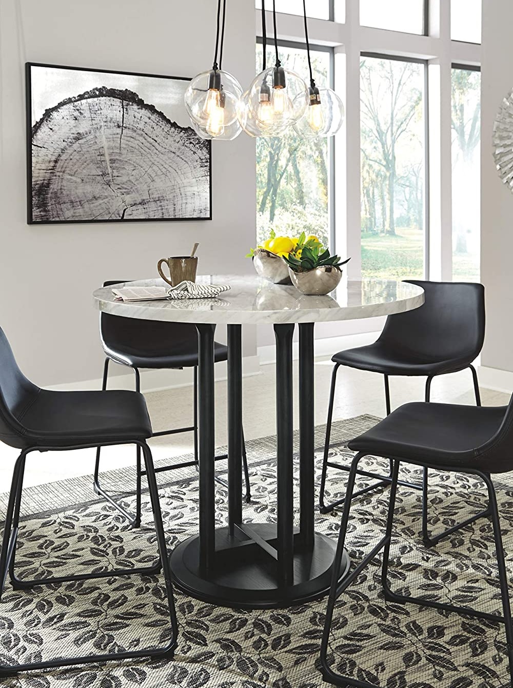 counter height round kitchen table set for 4 unique pedestal base contemporary dining furniture for sale on amazon faux marble tabletop industrial glam decor ideas