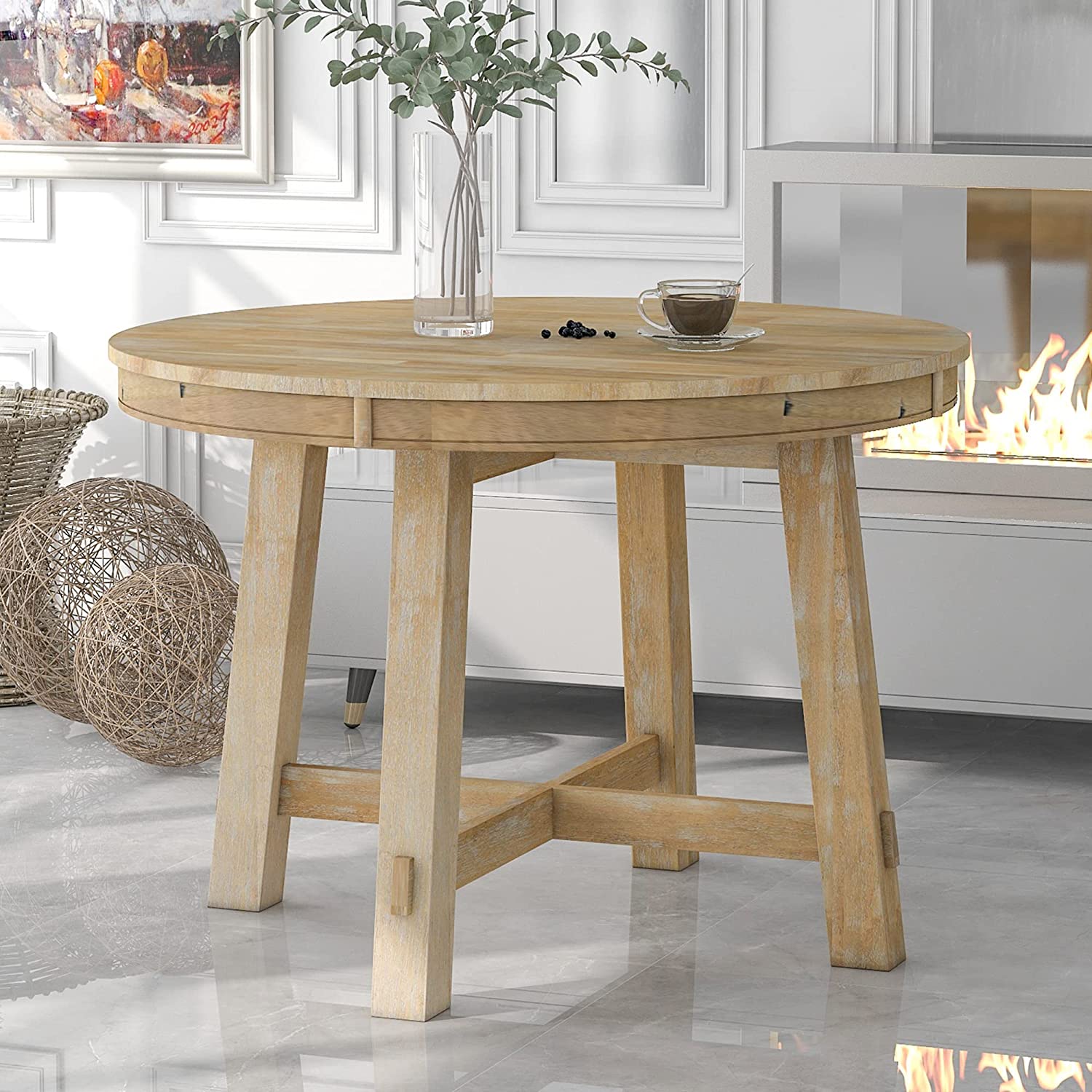 expandable rustic round kitchen table with leaf modern farmhouse extension table for sale online classic dining room furniture whitewash tables beam cross brased trestle base