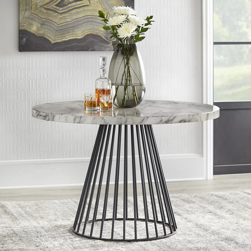 grey and faux marble round table kitchen dining inspiration versatile furniture for eat in kitchen open concept apartment dining room decor ideas urban luxury decor theme