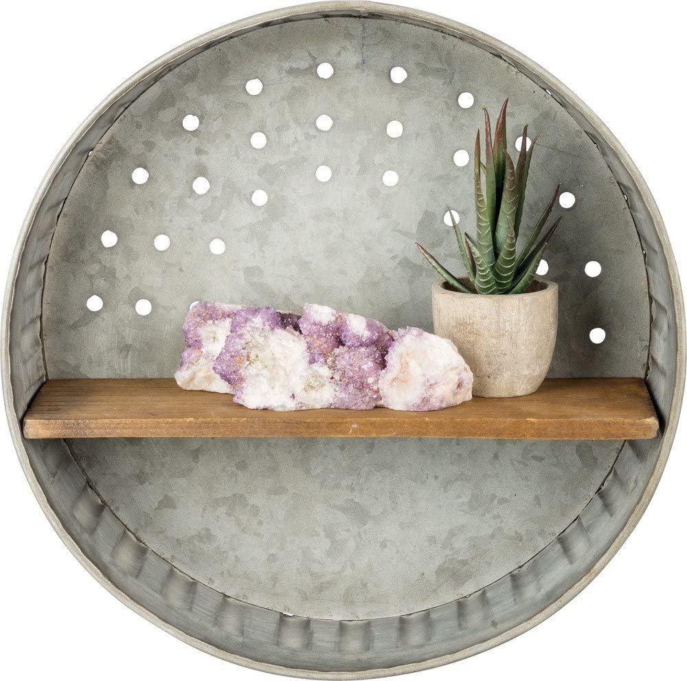metal and wood wall shelf