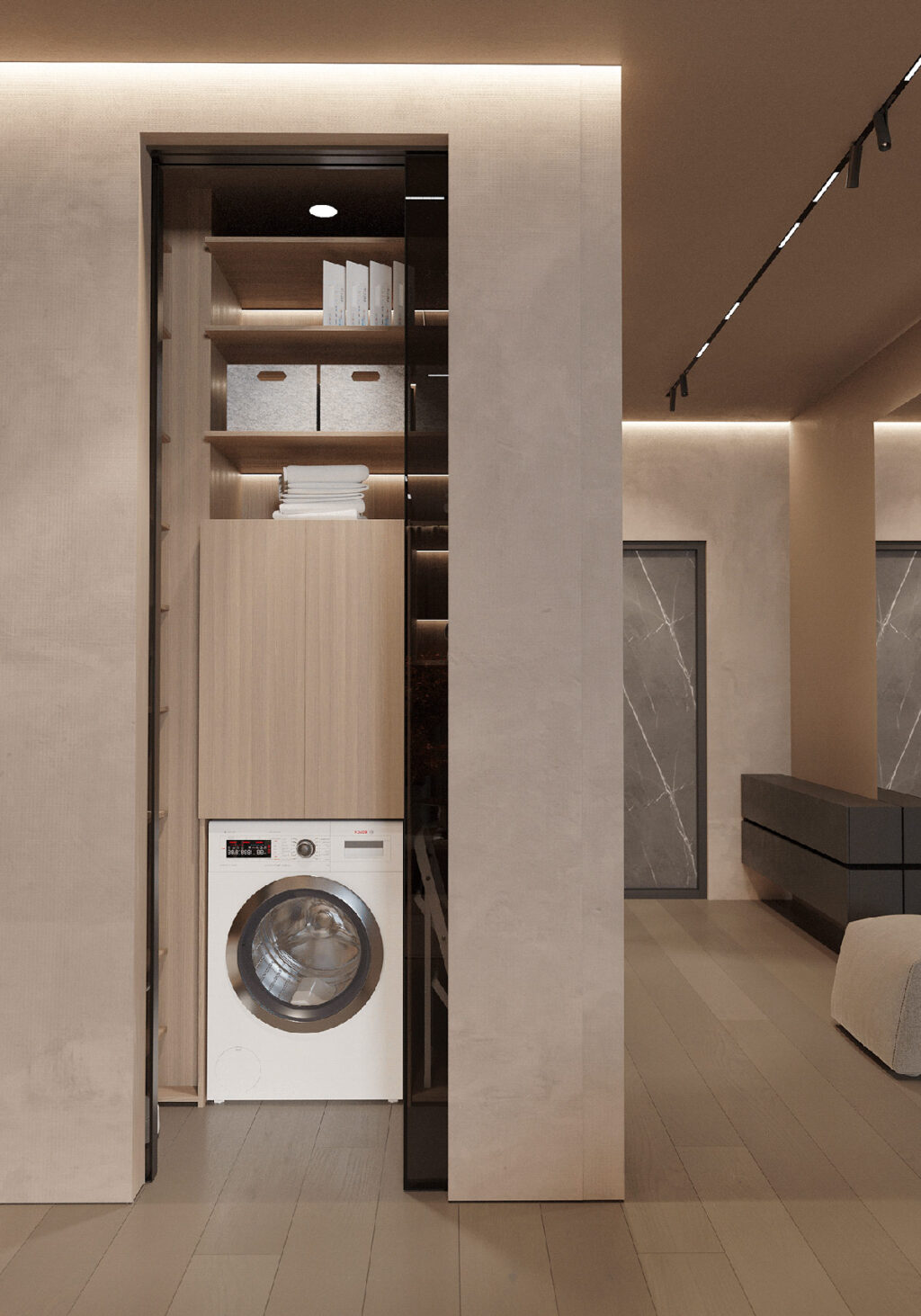 utility closet | Interior Design Ideas - Space-Saving Penthouse Utility Closet