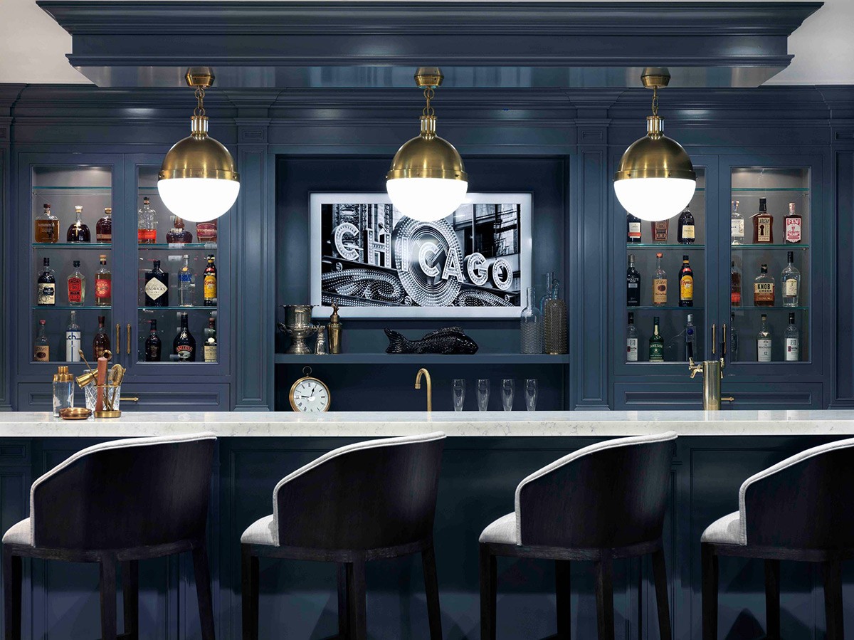 dark blue home bar