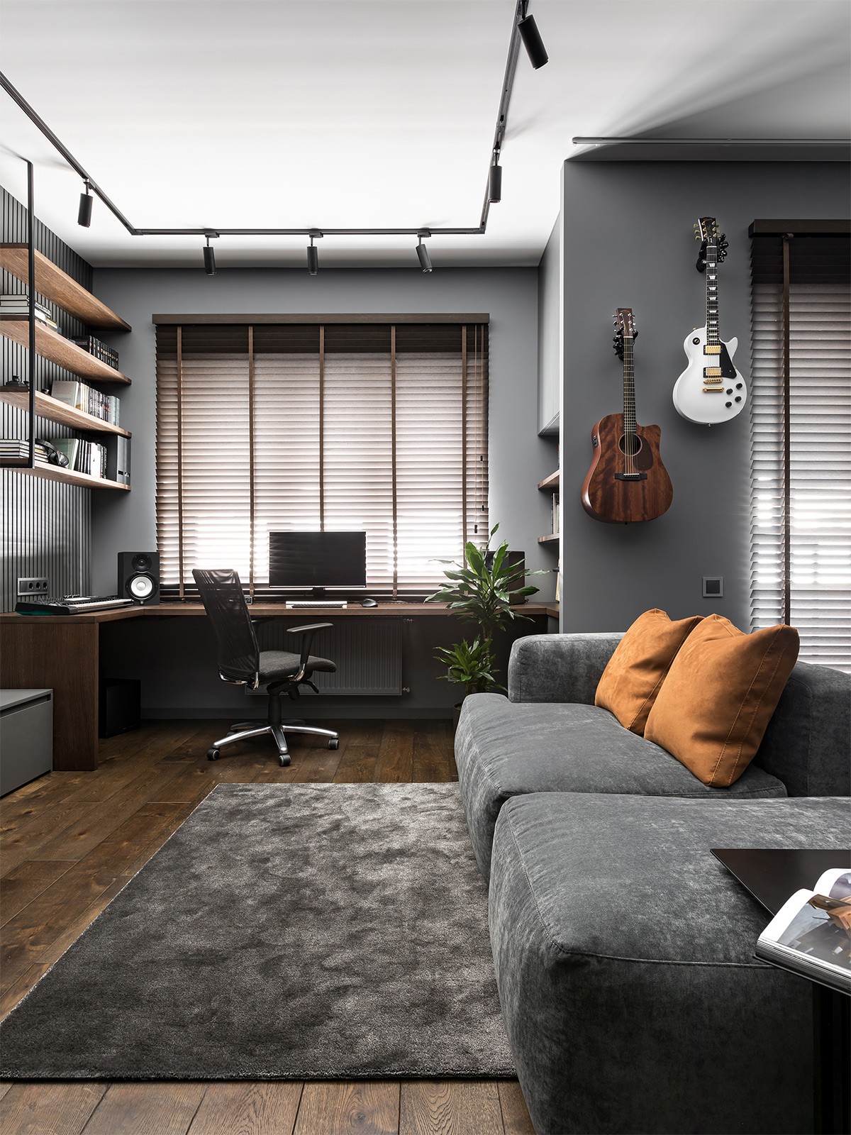 dark gray home office