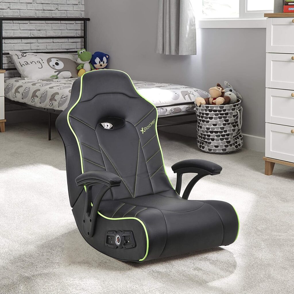 green and black floor gaming chair with speakers bluetooth gamer chairs