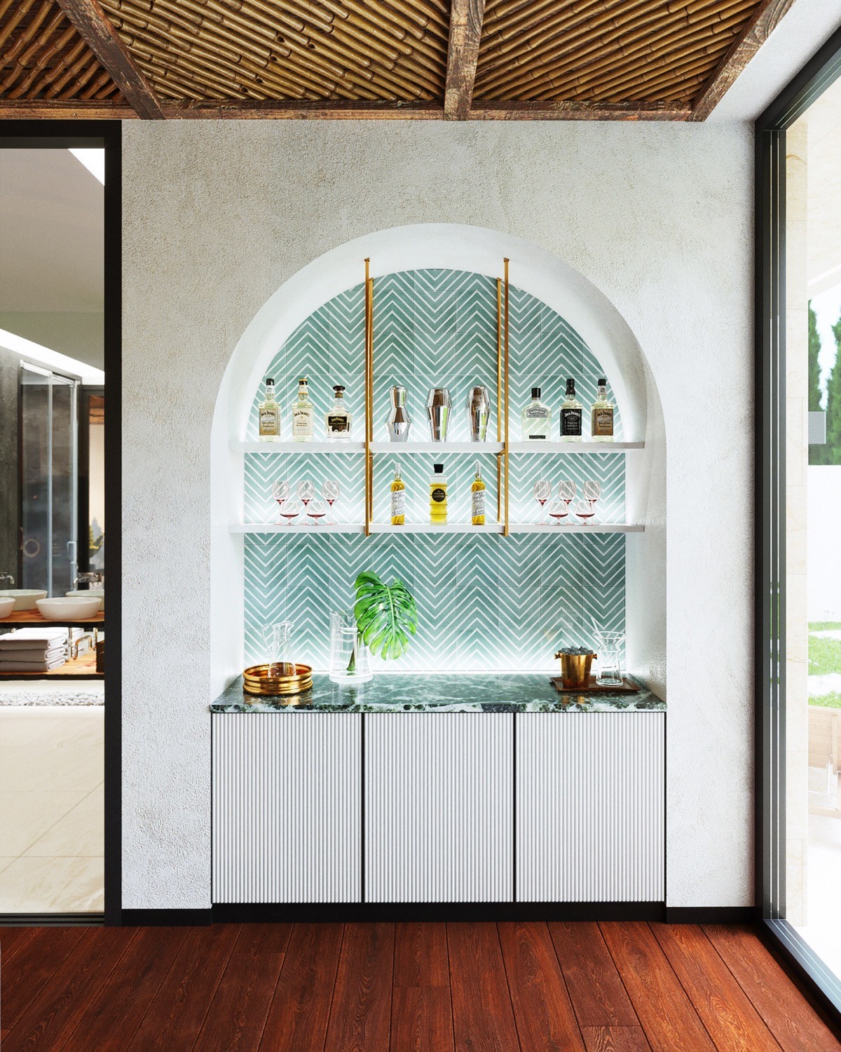 home bar arched decor