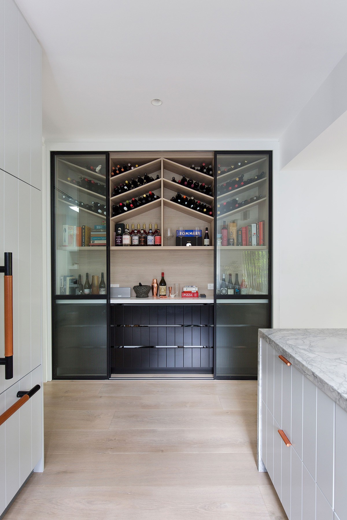 home bar sliding doors