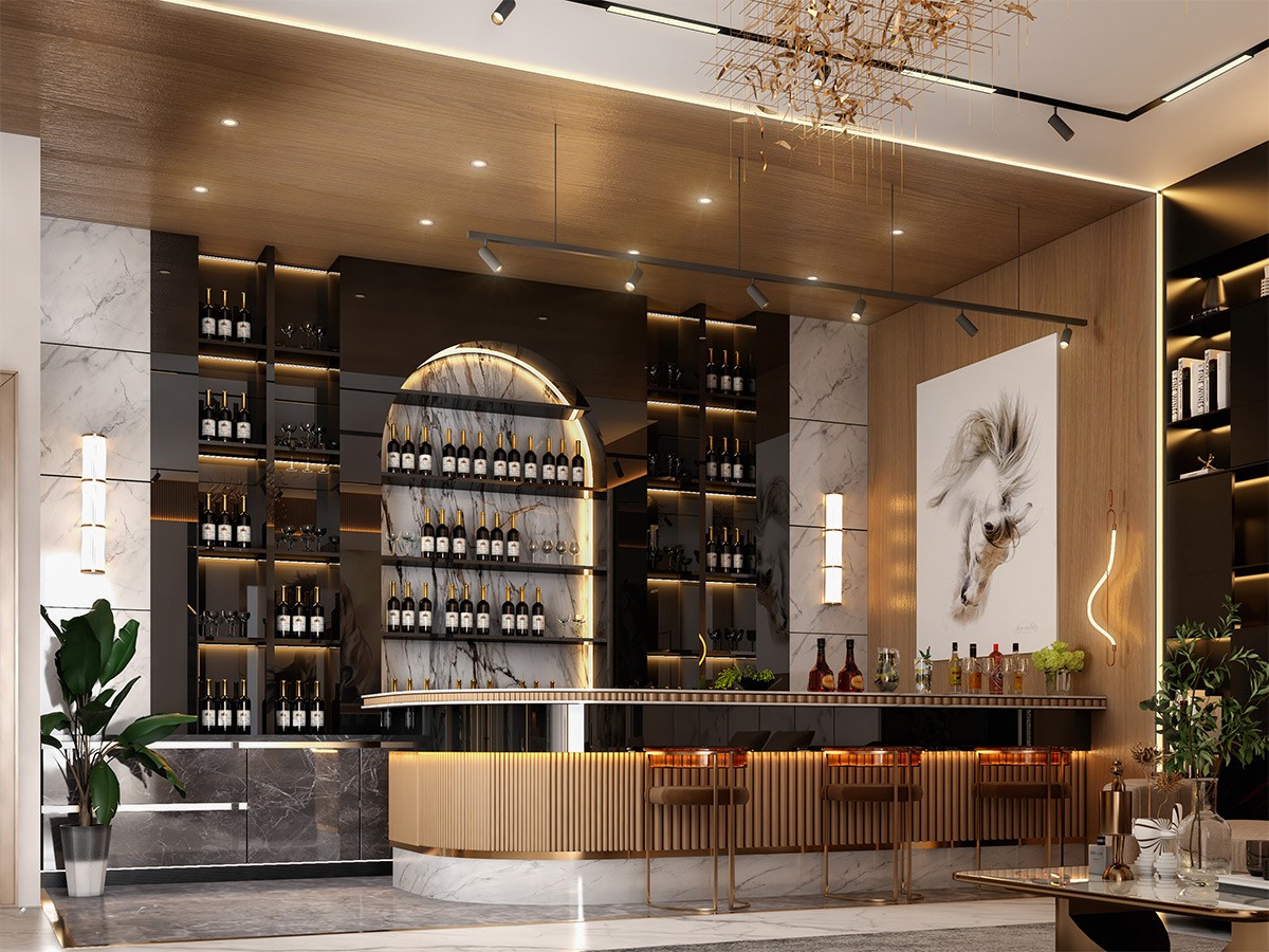 luxurious home bar
