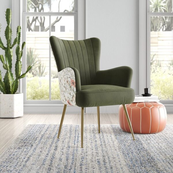 Green print sales accent chair