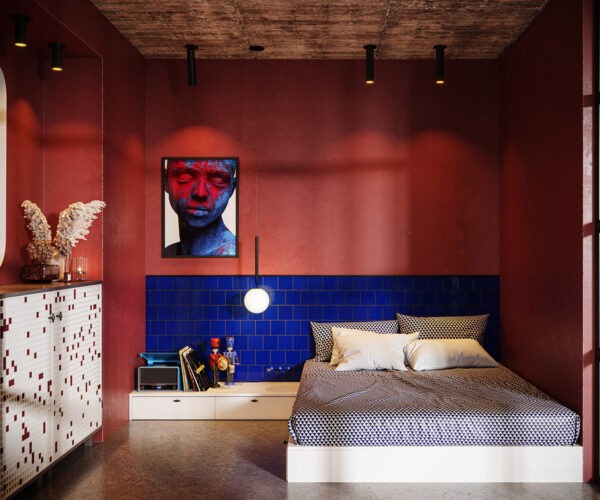 red and blue bedroom | Interior Design Ideas