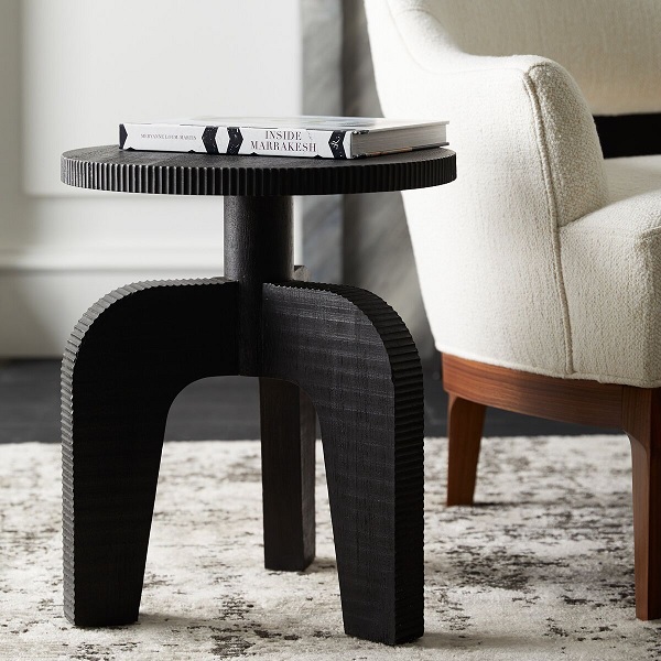 black side tables for living room solid wood accent table with ridged texture unique living room furniture ideas for industrial decor theme contemporary living room accents