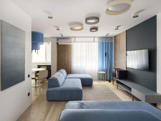Exploring a Modern Home Interior with Distinct Accent Colors in Every Zone