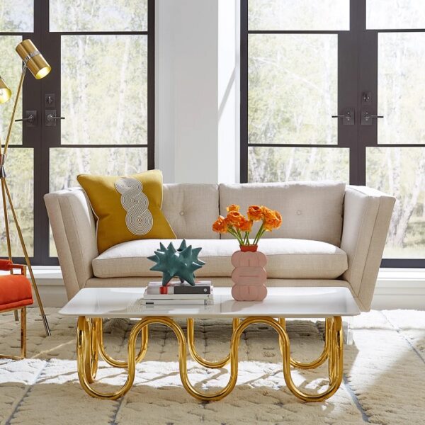 designer authentic jonathan adler glam coffee tables for living room genuine brass base curvy
