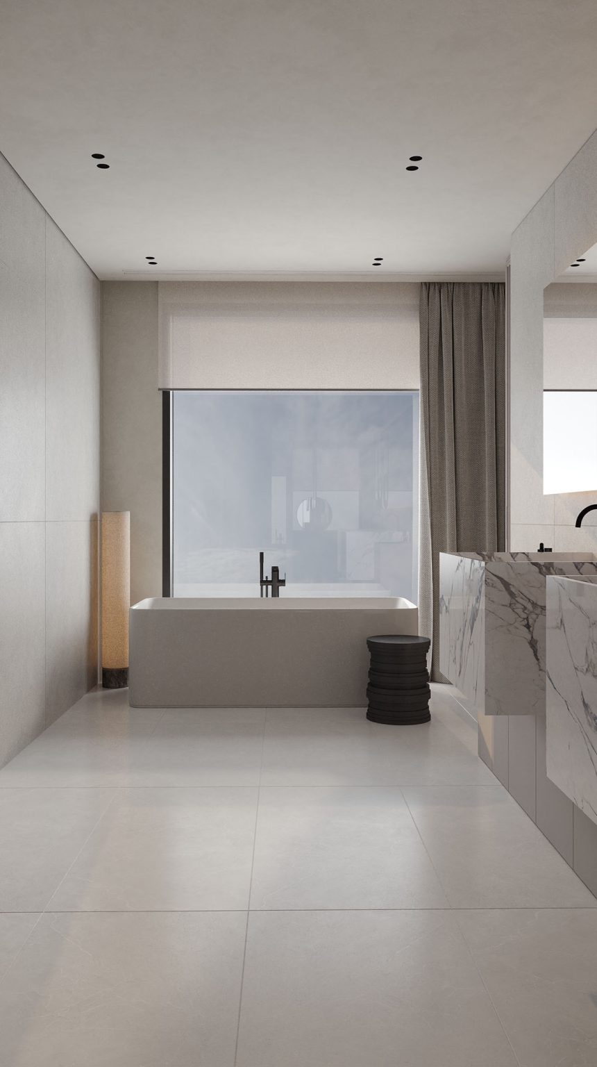 gray bathtub Interior Design Ideas