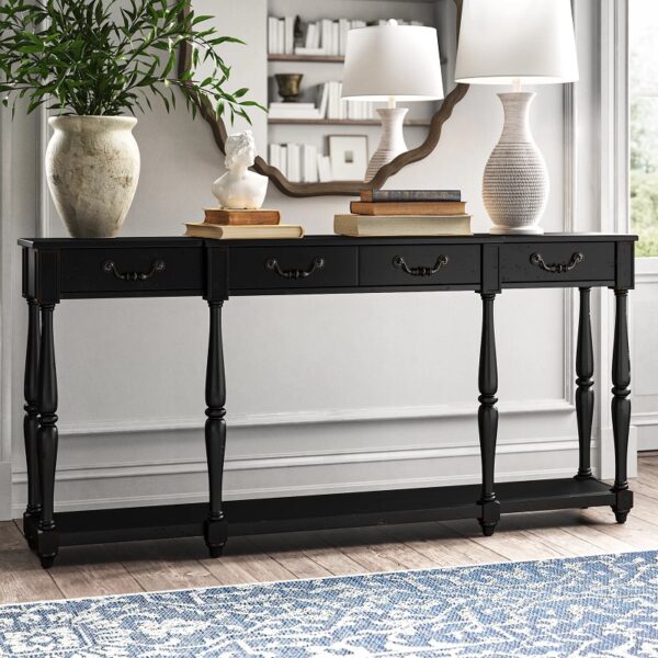 Long black sales console table