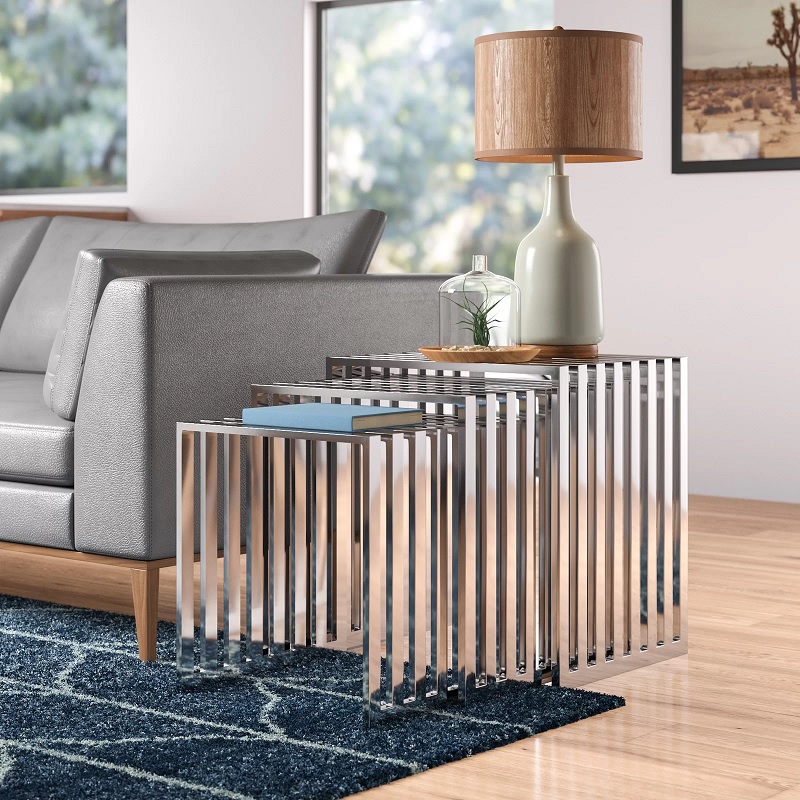 nesting accent tables for living room industrial decor theme inspiration slatted metal silver table set for sale online luxury high quality space saving furniture designer