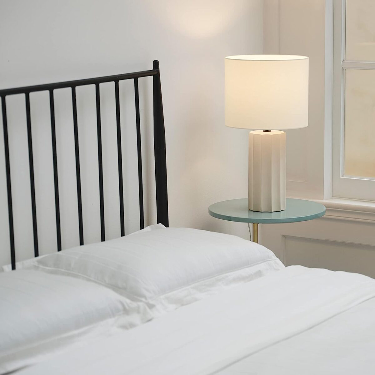 white bedside table lamp