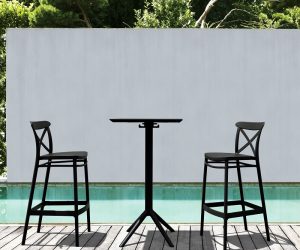 classic plastic black outdoor bar stools for sale online affordable stylish barstools to use on the patio weather resistant durable cross back traditional seating ideas online