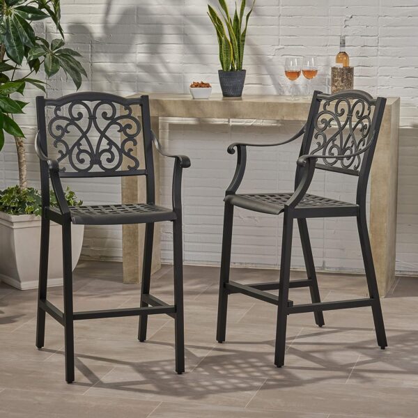 faux wrought iron outdoor bar stools made from weather resistant
