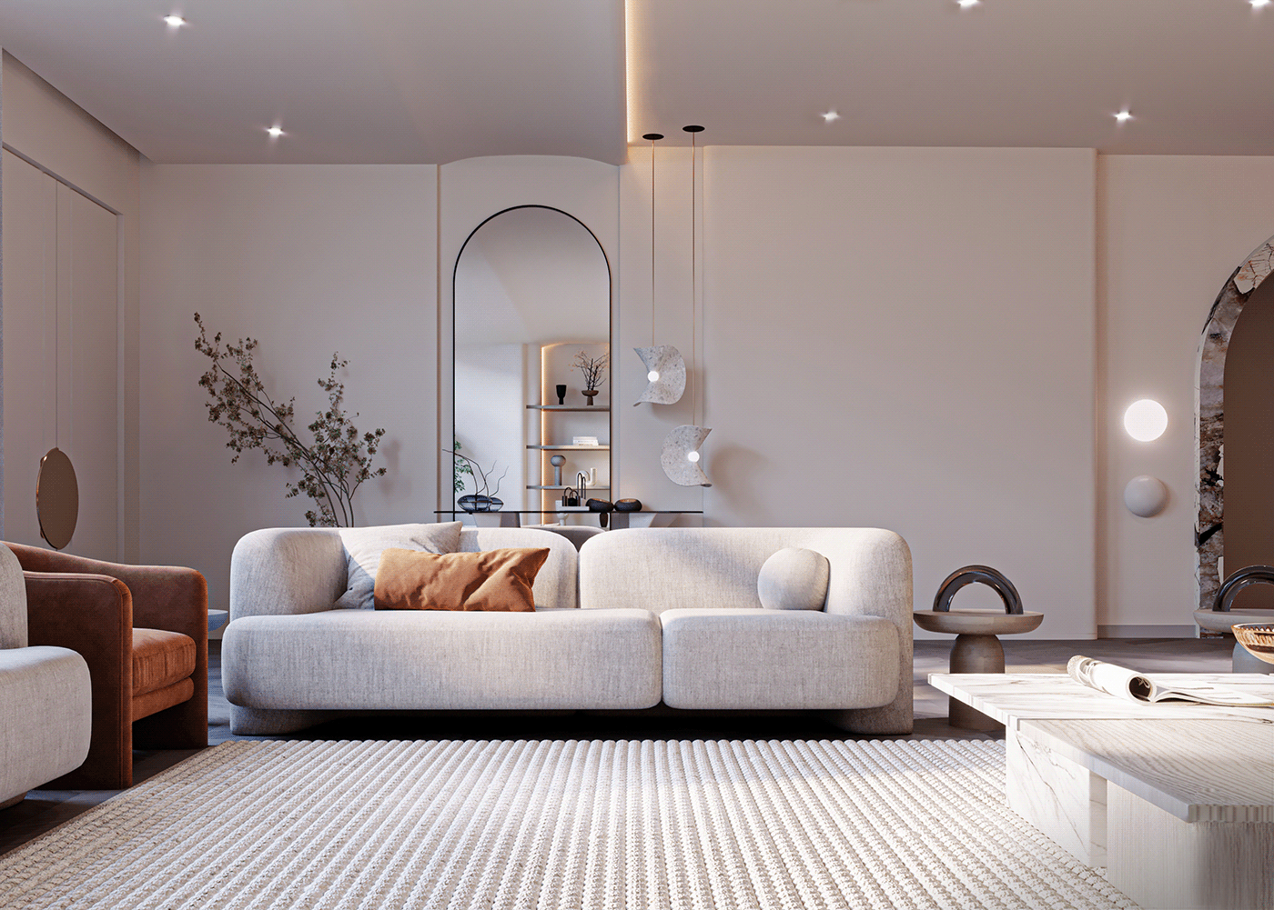 Powerful Neutral Interiors With Invigorating Accents