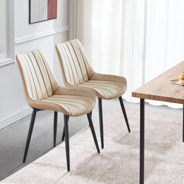 Cream leather dining chairs discount with dark wood legs
