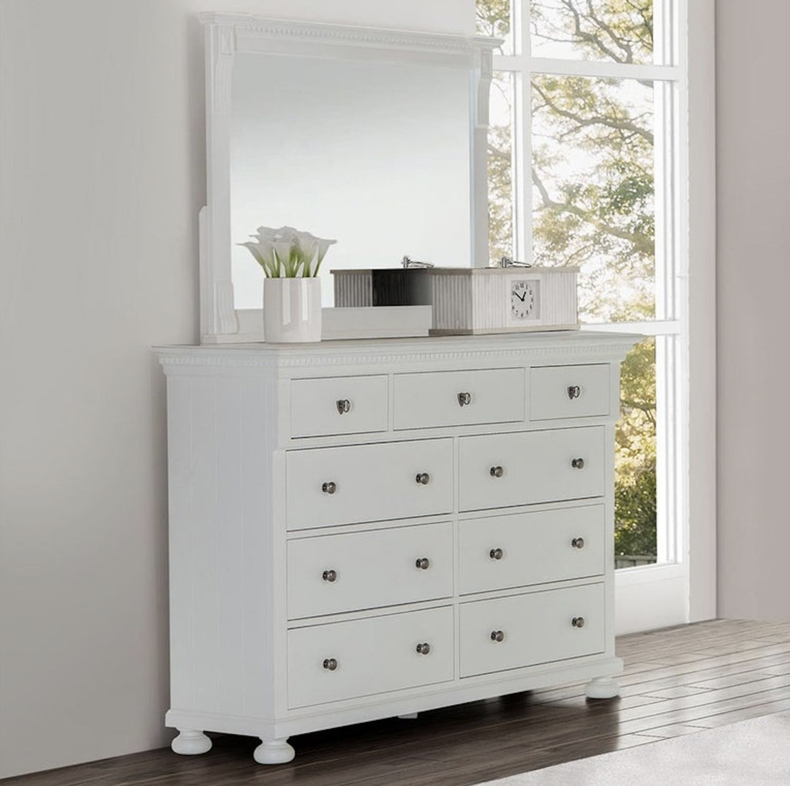 Traditional White Dresser With Mirror Set Interior Design Ideas