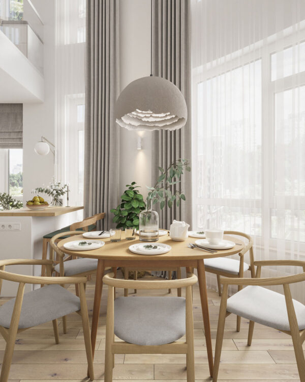 Natural Accents, Double Height Living, and Cozy Ambiance
