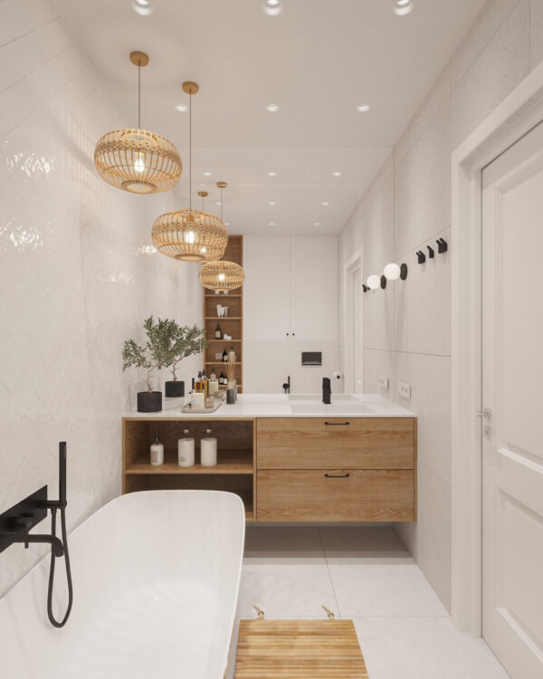 Natural Accents, Double Height Living, and Cozy Ambiance