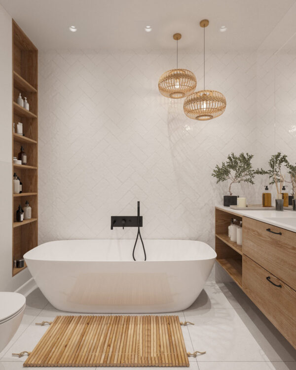 Natural Accents, Double Height Living, and Cozy Ambiance