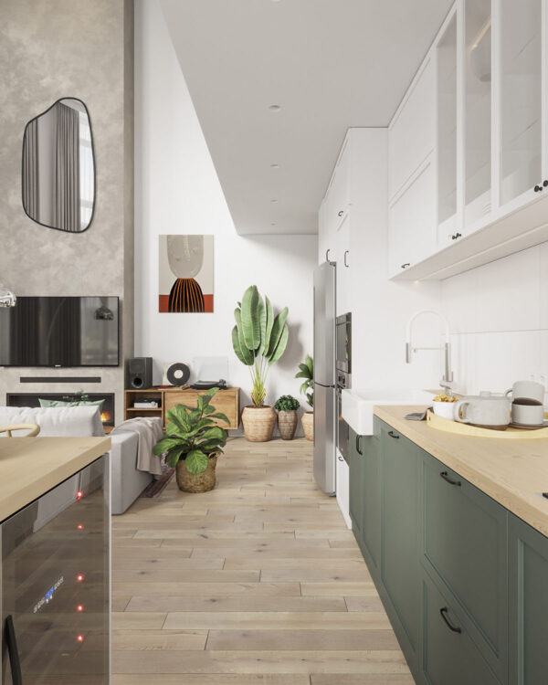 Natural Accents, Double Height Living, and Cozy Ambiance