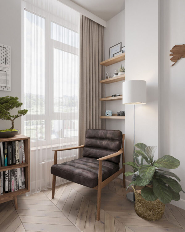 Natural Accents, Double Height Living, and Cozy Ambiance