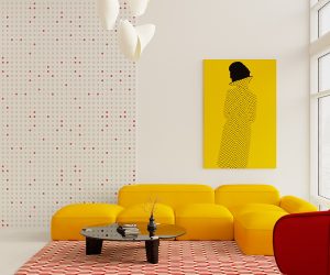 yellow accent living room