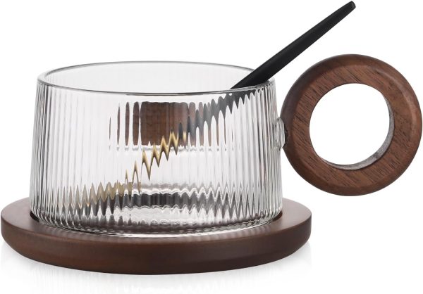Product Of The Week: A Beautiful Glass Coffee Mug With Walnut Coaster
