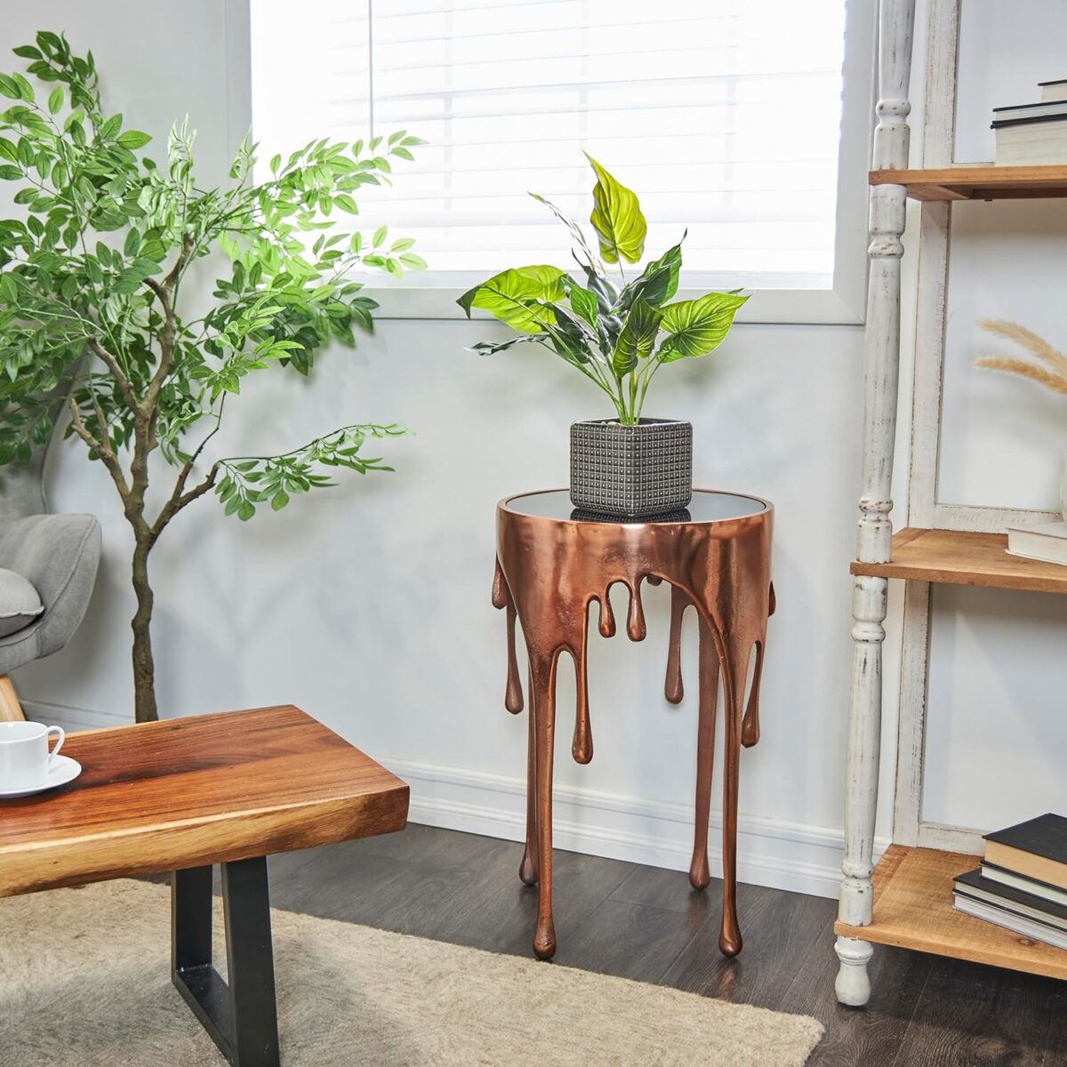 copper dripping accent table