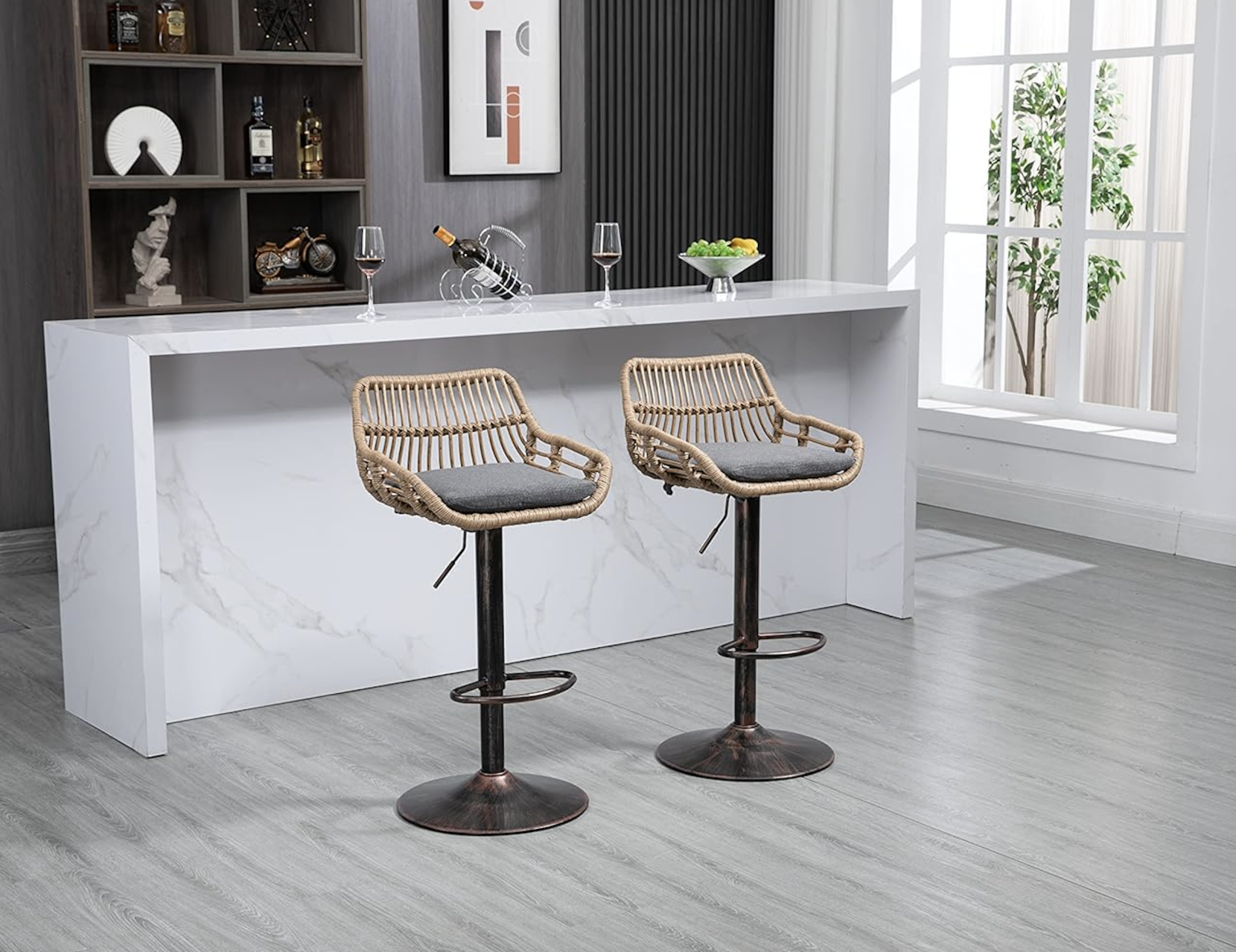Rattan Swivel Bar Stools With Backs Interior Design Ideas