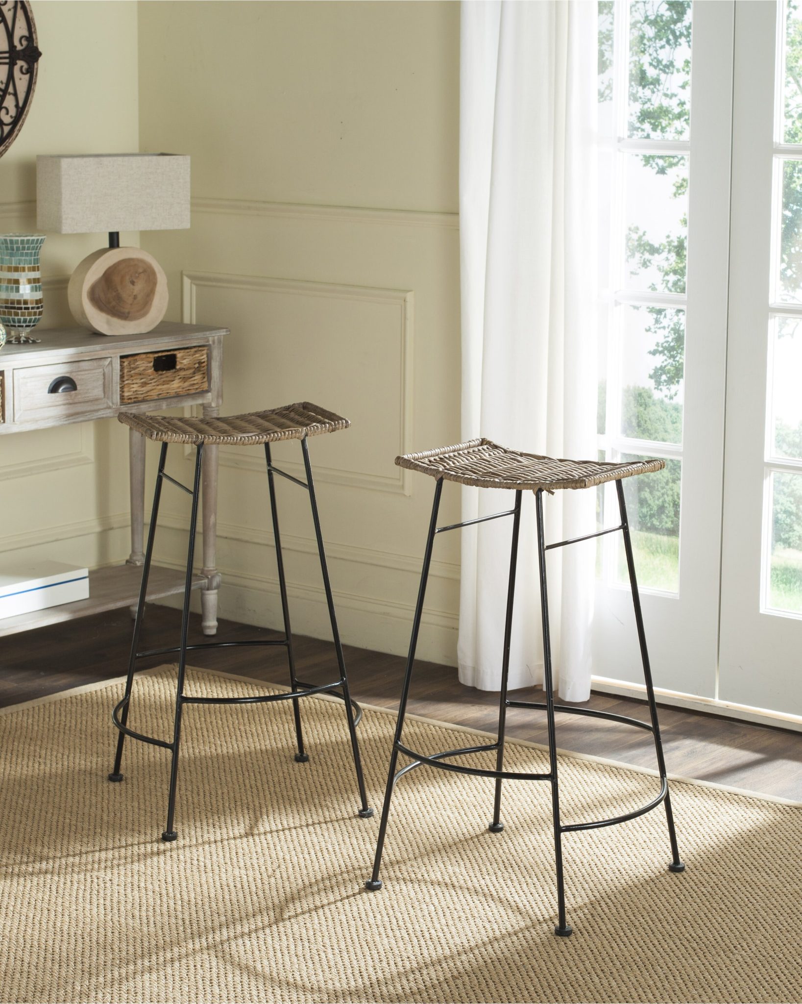 rattan bar stools set of 4 with backs