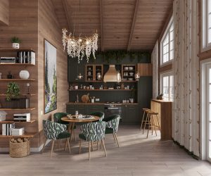 rustic chic guest house interior design wood tone17