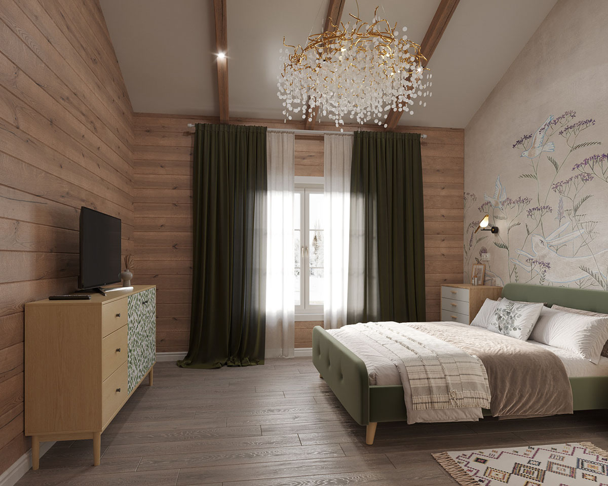 rustic chic guest house interior design wood tone9