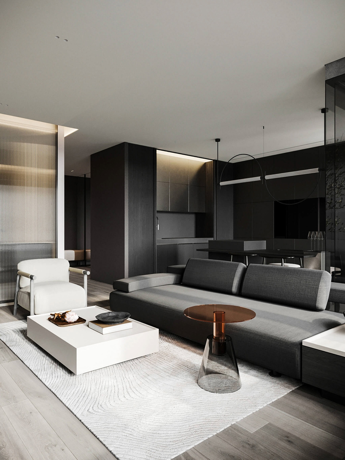 sophisticated gray scale monochromatic interior design 14