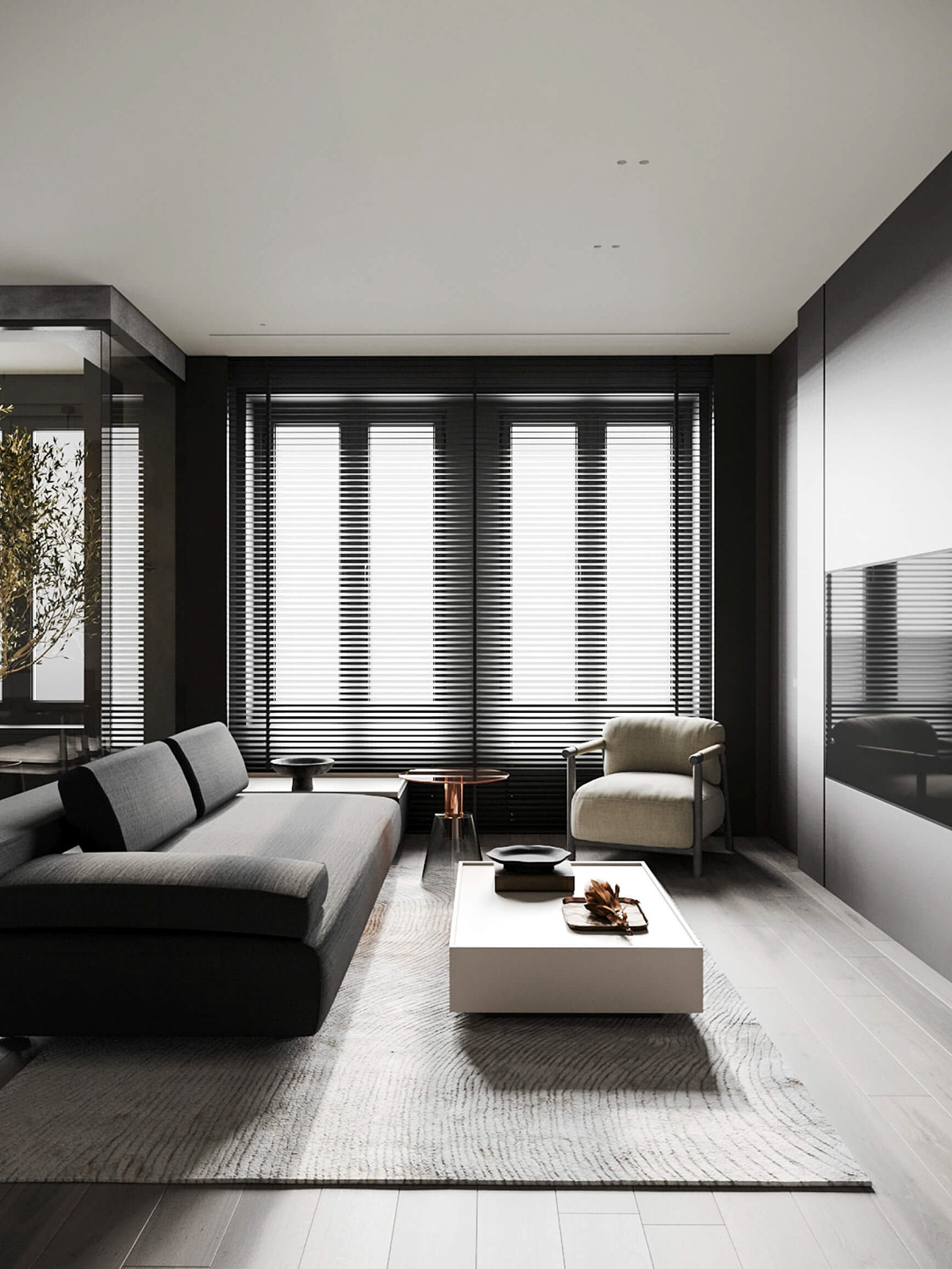 sophisticated gray scale monochromatic interior design 15