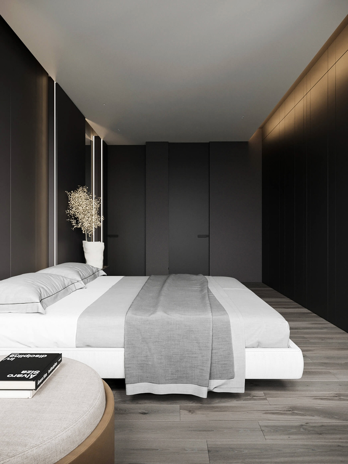 sophisticated gray scale monochromatic interior design 2