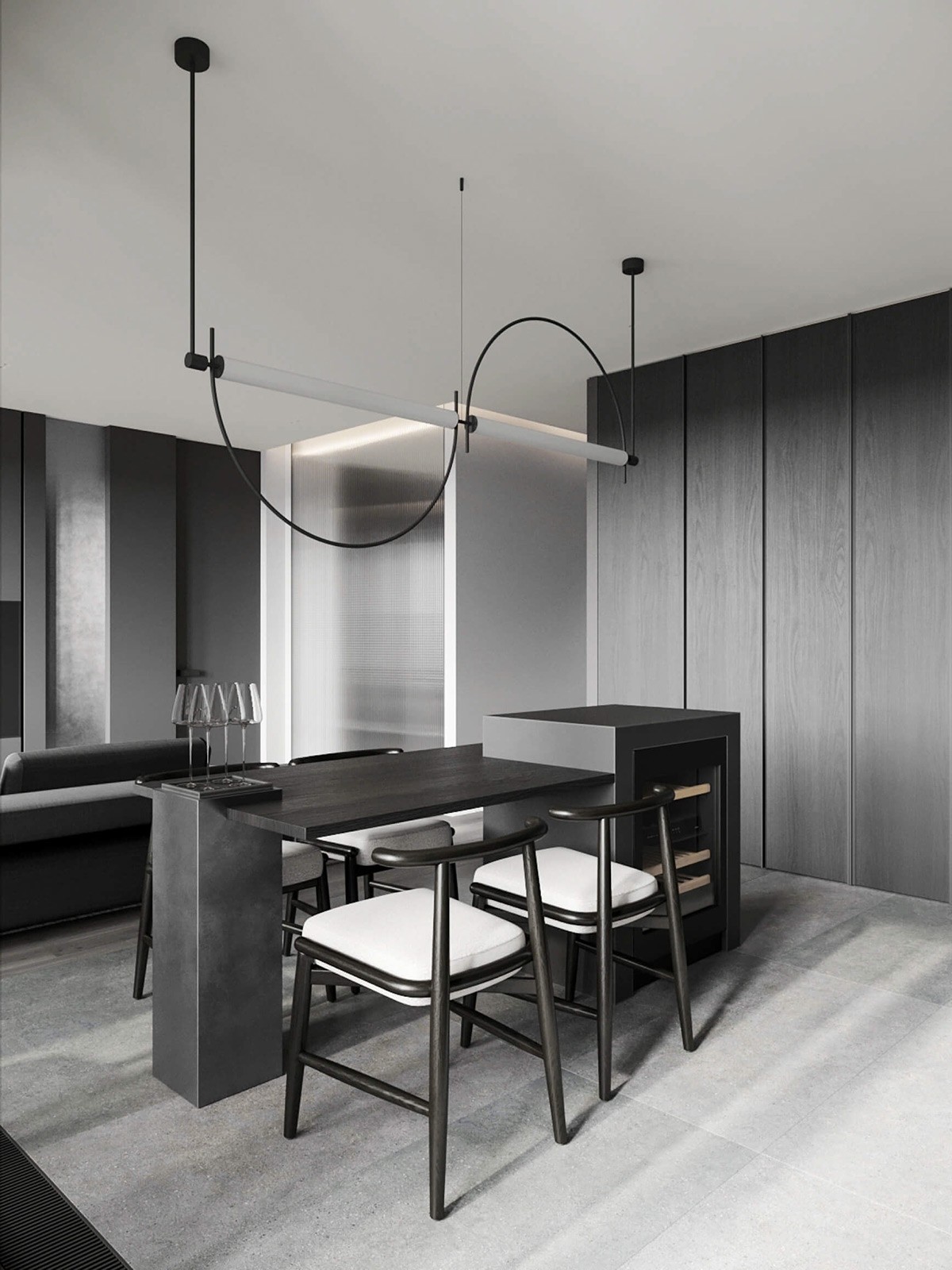 sophisticated gray scale monochromatic interior design 22