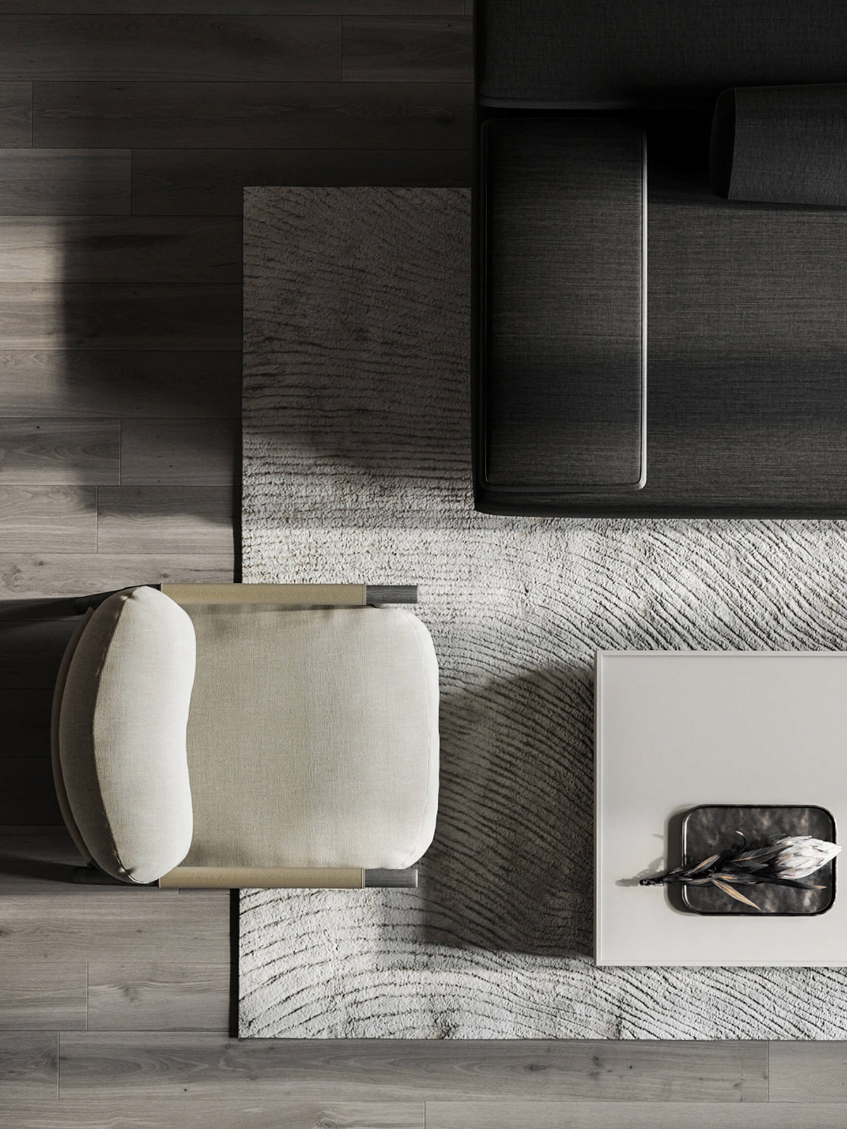 sophisticated gray scale monochromatic interior design 26