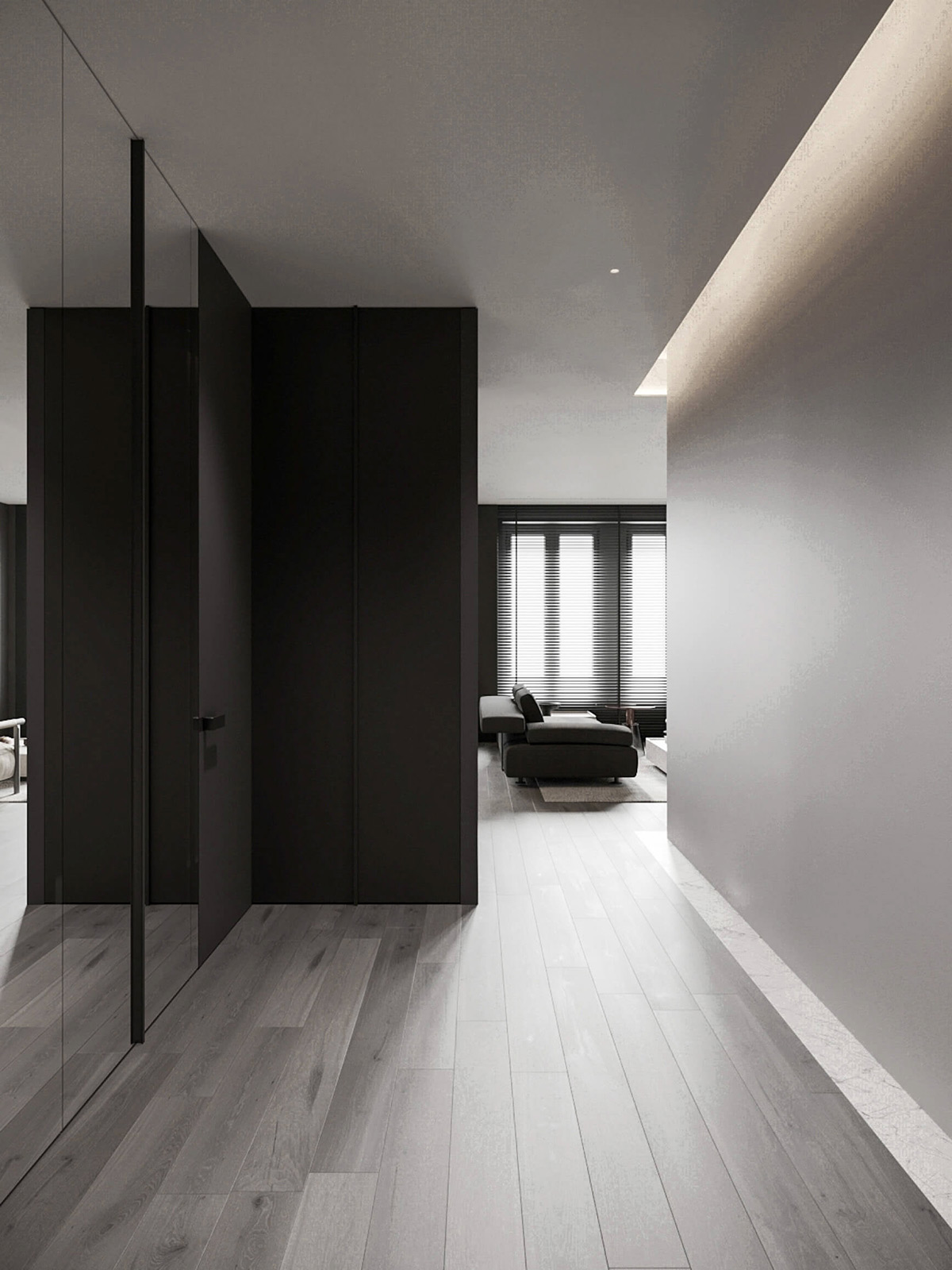 sophisticated gray scale monochromatic interior design 28